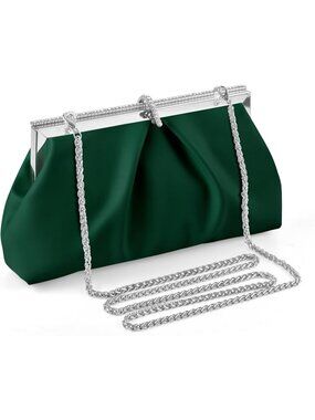 Women's Green Pu Leather Clutch Purse For Formal Evening Shoulder Party Bag